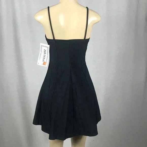 Zuliana Size Small Black Ribbed Spaghetti Strap Mini Dress. Made in USA New - Picture 4 of 6